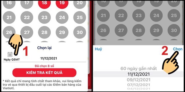 Bạn cần nhấn vào biểu tượng Lịch và nhanh chóng chọn ngày QSMT